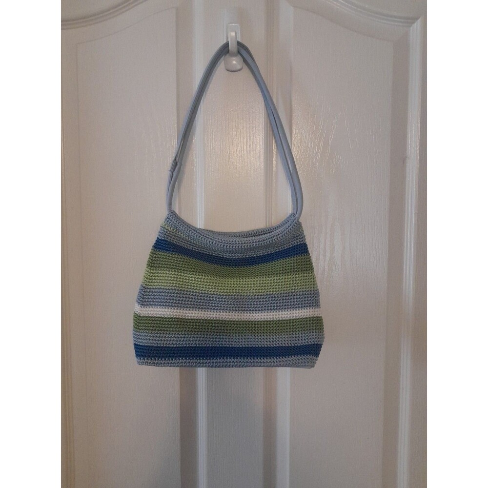 Vintage Chatteau Crochete Blue,green And Whie Shoulder Purse. B57